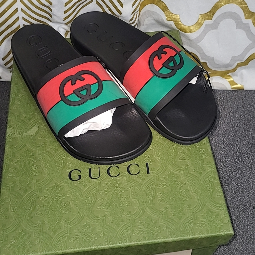 Gucci MEN Black and Red Slides